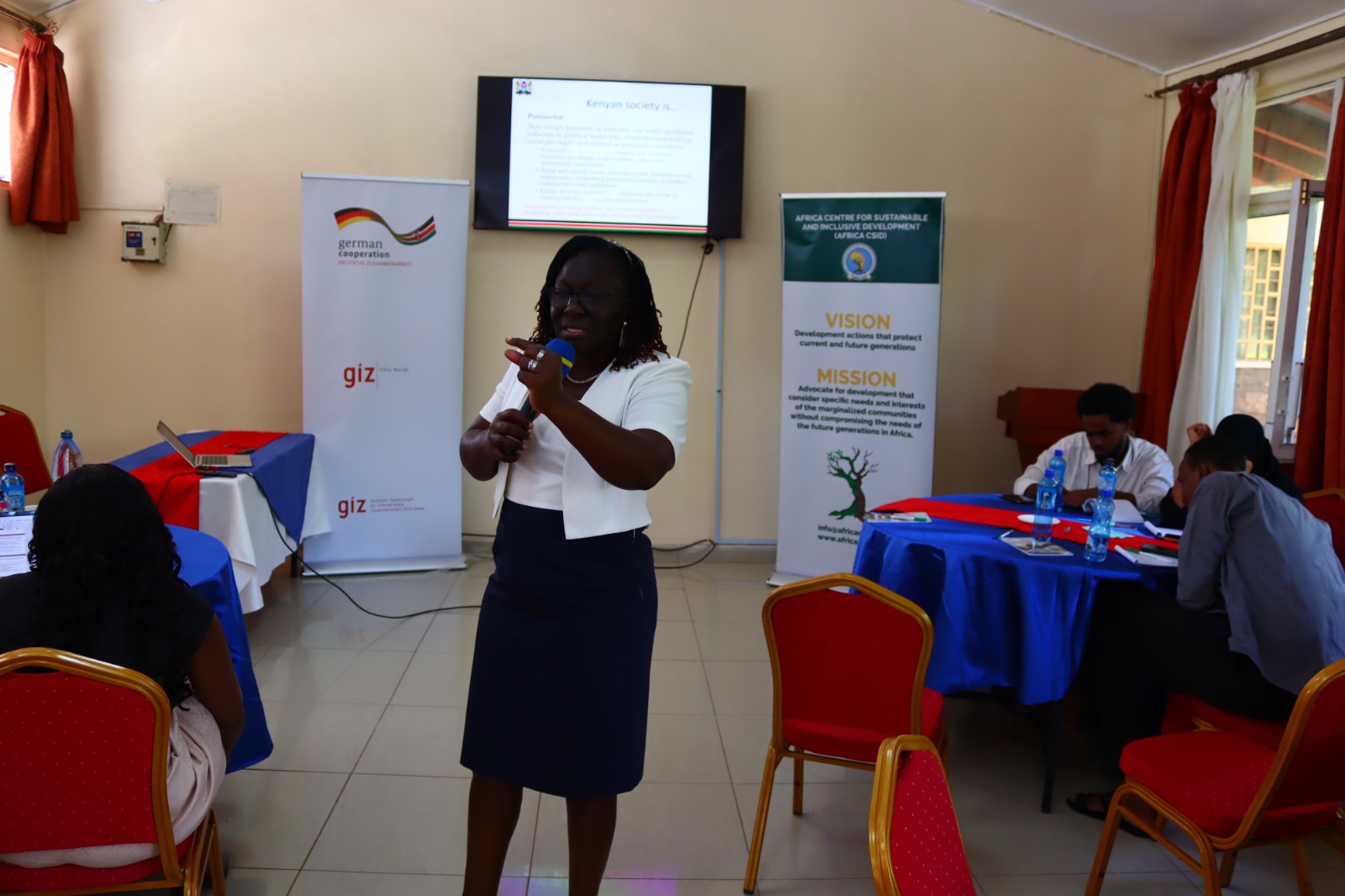 Facilitating a session on Kenyan society, gender and inclusion under the GIZ-supported programme with Africa CSID.